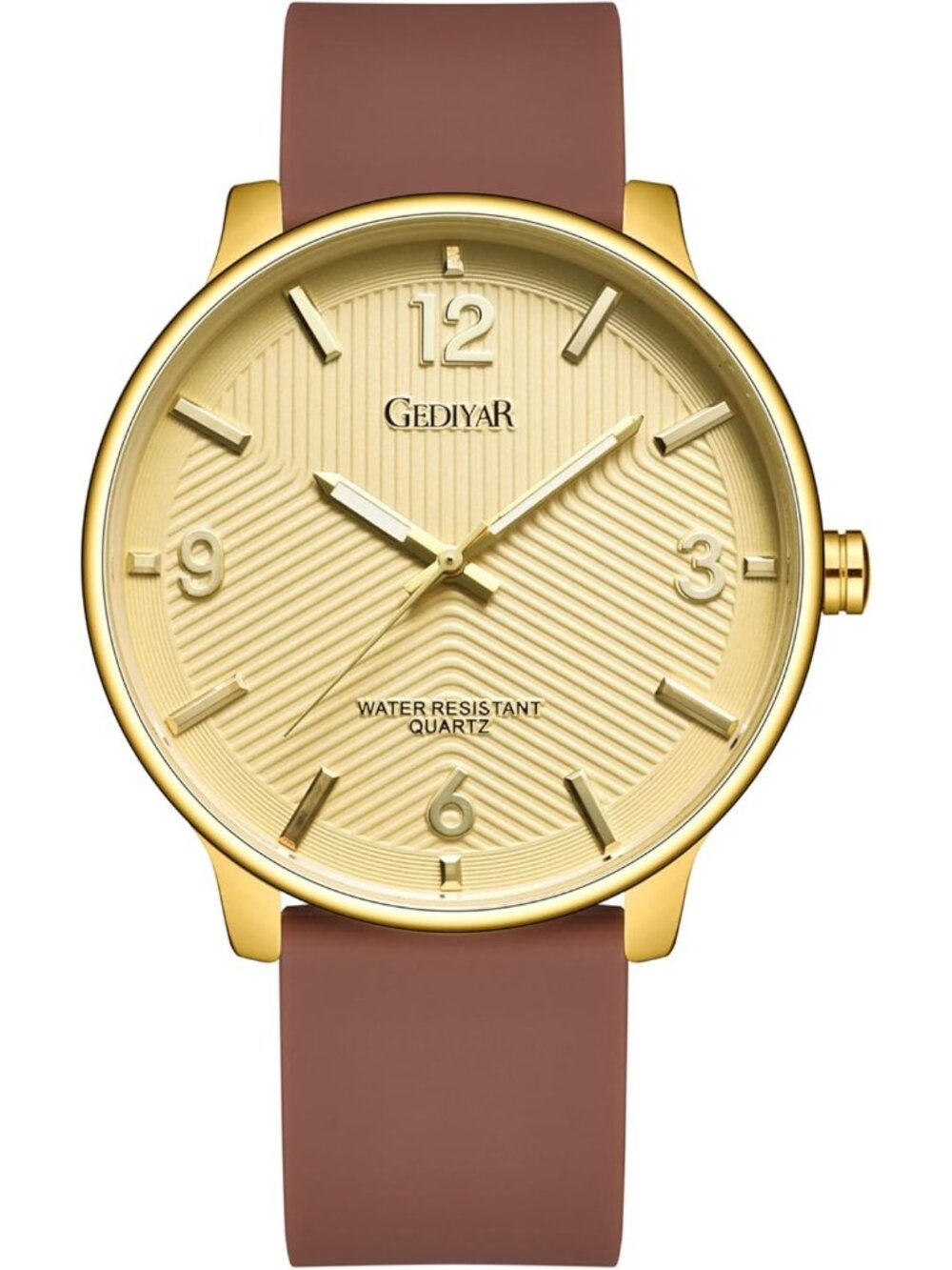 Men's Brown And Gold Analog Simple Ultra Thin Waterproof Minimalist Wrist Watch